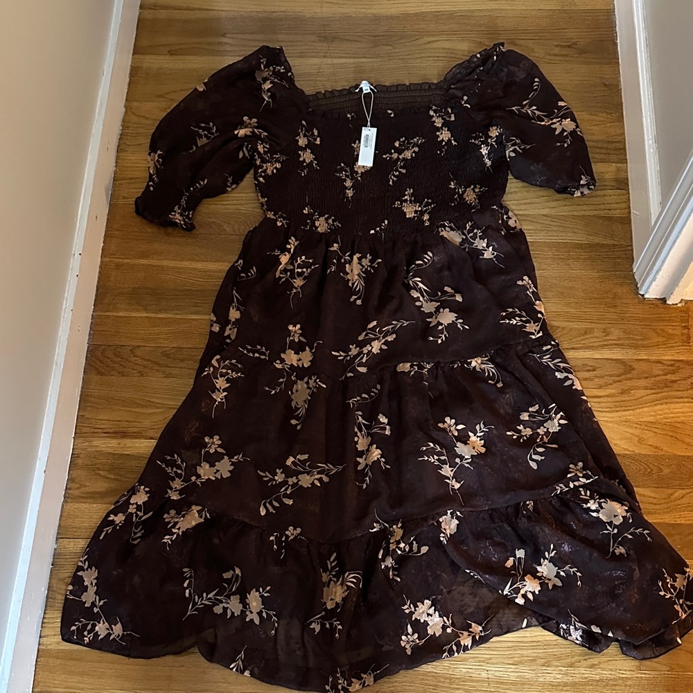 Baltic Born Mahogany Floral Midi Dress